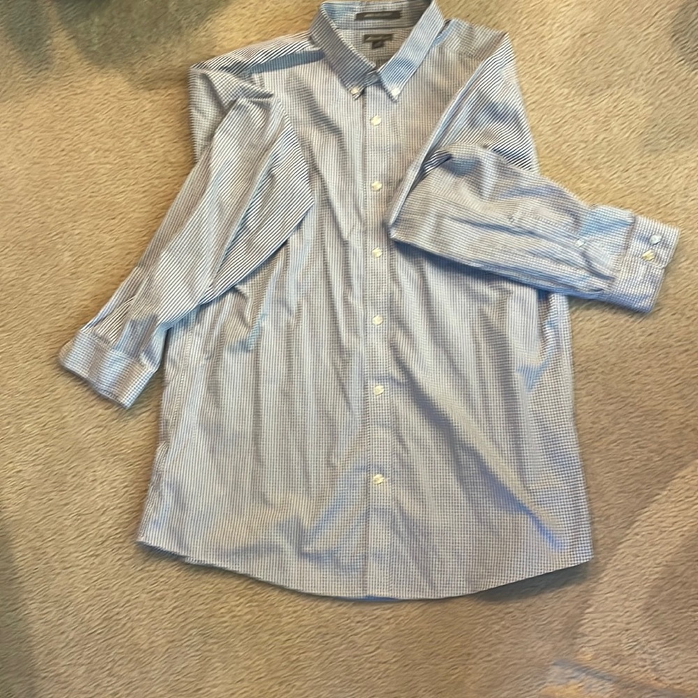 Eddie Bauer XL blue checked no iron shirt Choose any three $10 items for $25